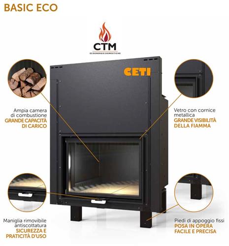 Termocamino CTM Basic Eco 24 Full Link S3 A.C. Porta scomparsa